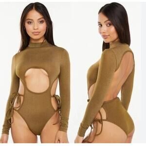 Savage X Green Sleep & Shine Teddy Bodysuit Mock Neck Classic Size Large L NEW